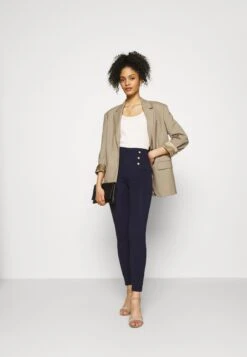 Anna Field Punto Leggings With Button Detail - Legging - Dark Blue -Anna Field 17060ff89ddd4cab80972555c66186d8