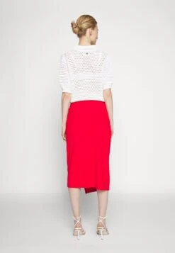 Anna Field Front Knot Midi Skirt - Jupe Crayon - Red -Anna Field 2394618cacfd4cef90fe83c7e4782e61