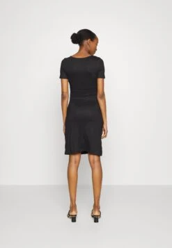 Short Sleeves Ruched Waist Mini Flared Dress - Robe En Jersey - Black -Anna Field 2adfa25012d34af7bc292437f6e55ebc