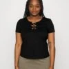 Curvy Front Lace - T-Shirt Basique - Black 1 Curvy Front Lace - T-Shirt Basique - Black -Anna Field 4086425c6cea4e0c88a3e747c192861e