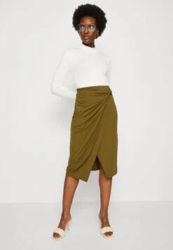 Anna Field Front Knot Midi Skirt - Jupe Crayon - Khaki -Anna Field 461ee7207cb243998c18cf265d0ad4bd