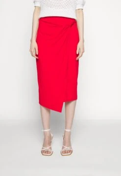 Anna Field Front Knot Midi Skirt - Jupe Crayon - Red -Anna Field 5416aafe16b74467a3d37a8be5316c53