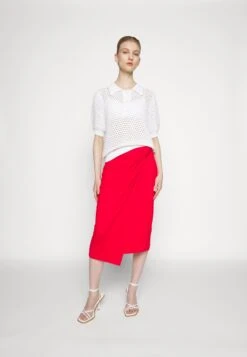 Anna Field Front Knot Midi Skirt - Jupe Crayon - Red -Anna Field 5700a7cc5020448db886e59540152e63