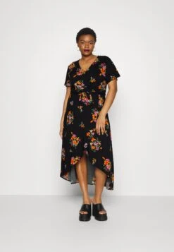 Wrap Dress High Low Hem - Robe De Jour - Black