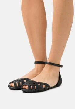 Leather - Ballerines À Bout Ouvert - Black