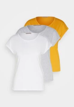 Anna Field 3 Pack - T-Shirt Basique - White/Mottled Light Grey/Dark Yellow -Anna Field 64da417ebc53444592410fc8c3b8ec30