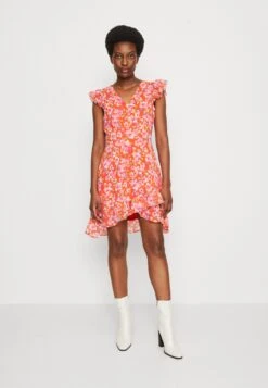 Anna Field Volant Short Dress - Robe De Jour - Red/Multicoloured