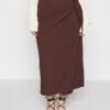 Curvy Textured Sarong Midi Skirt - Jupe Portefeuille - Brown -Anna Field 95c6d4373d704528821c7d350019a755