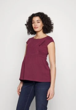 Maternity Baby Doll Nursing Tee - T-Shirt Imprimé - Dark Red